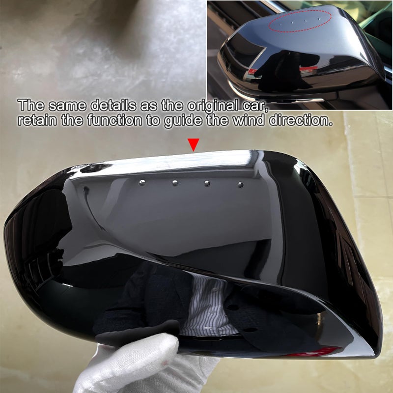 سي كيه إي CKE متوافق مع Toyota Camry 2025 2024 2023 2022 2021 2020 2019 2018 ملحقات السيارة الخارجية للباب الجانبي للرؤية الخلفية غطاء حماية للمرآة - أسود لامع - Image 2